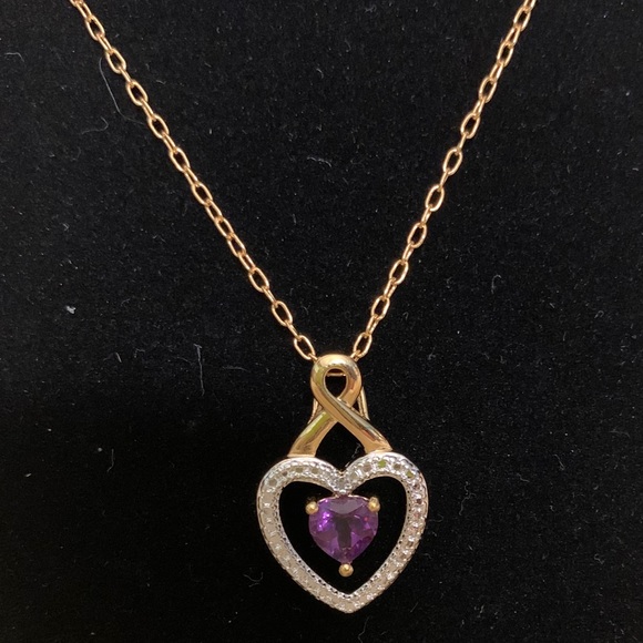 PAJ BB Amethyst and Diamond Heart Necklace - Picture 3 of 3